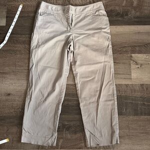 LOFT Ann Khaki Cotton & Spandex Blend Cropped Trousers Size 6P